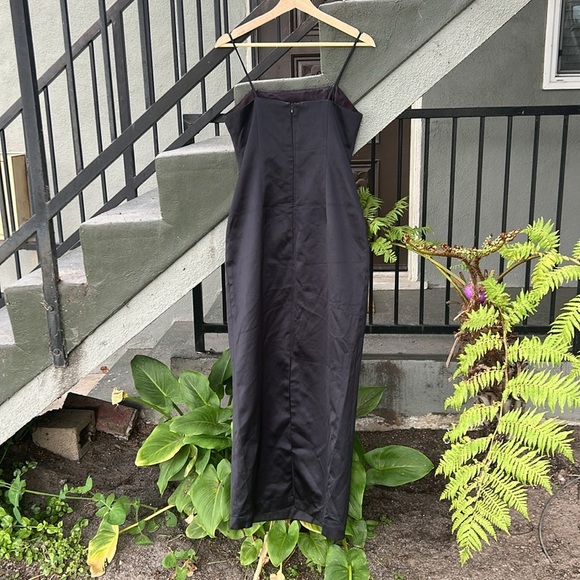 Cache Vintage Formal Gown Maxi Floral Aplique 90's Prom Wedding Guest Black Tie - Picture 6 of 10